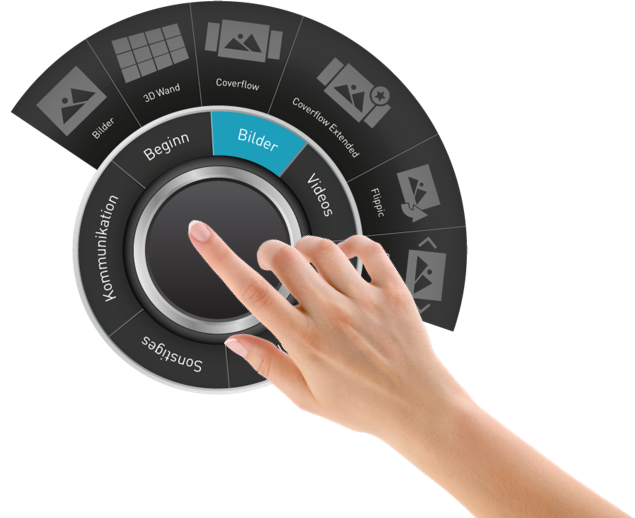 Der dynamische p&p MultiTouch&reg; Navigationskreis ermöglicht eine intuitive und schnelle Bedienung.